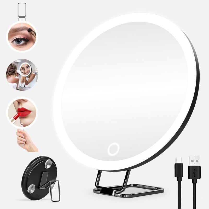 10 Times 20 Times 30 Times Magnification Makeup Mirror Led Makeup Mirror 360 Rotating Makeup Mirror With Lamp Suction Mirror - Image 3